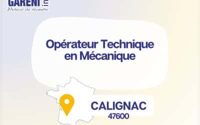 OFFRE D&rsquo;EMPLOI : Opérateur technique en mécanique